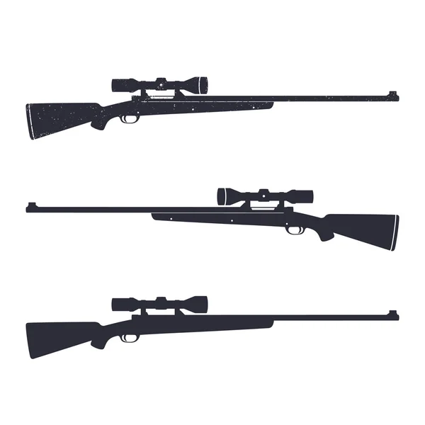 Hunting rifle with optical sight, sniper rifle, vector illustration - Stok Vektor