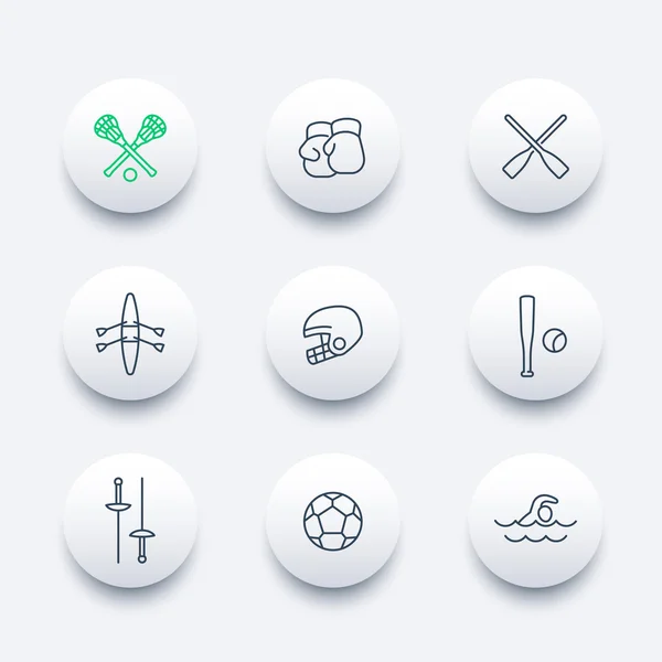 Sports and games line round modern icons, vector illustration — ストックベクタ