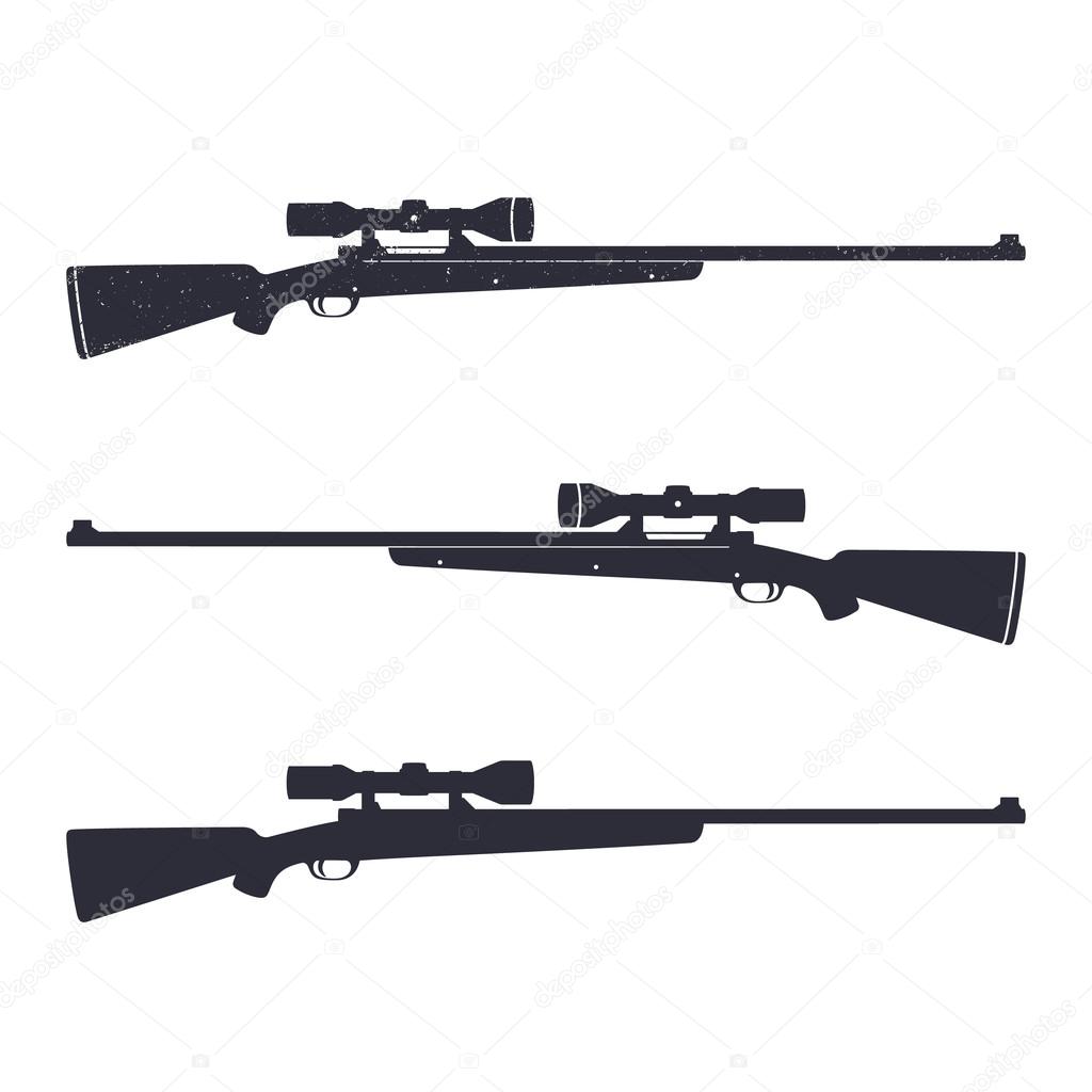 Hunting rifle with optical sight, sniper rifle, vector illustration