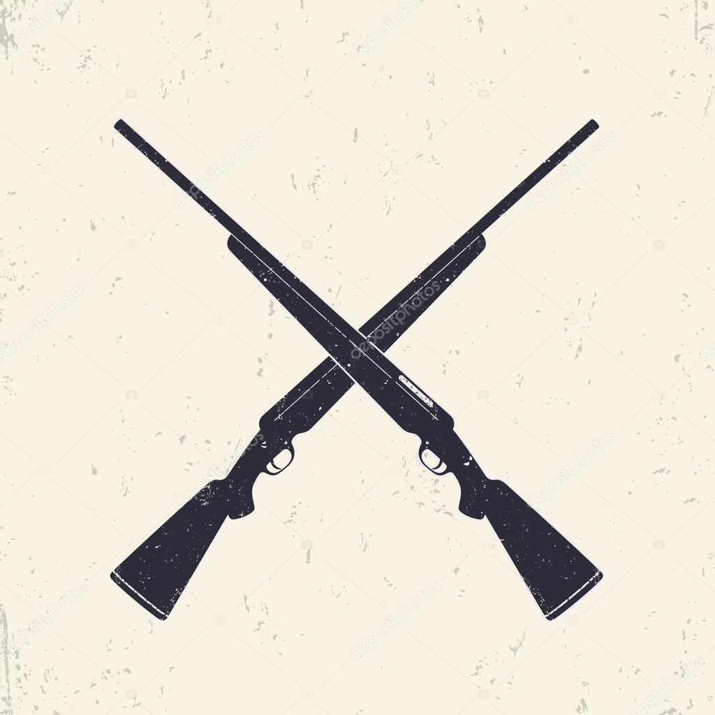 Crossed hunting rifles, vector illustration