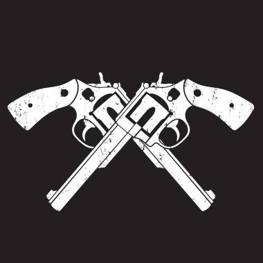 Crossed Revolvers grunge sign, t-shirt design, vector illustration