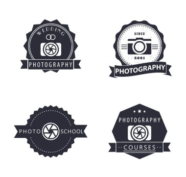 photography, courses, photo school, photographer grunge logo, emblems, signs