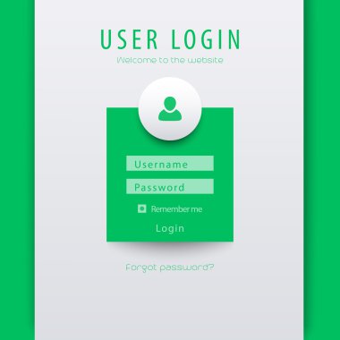 User Login window concept in green, vector illustration
