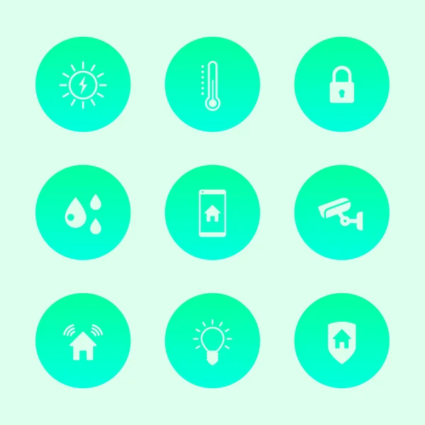 Smart House round trendy flat icons, vector illustration — Διανυσματικό Αρχείο