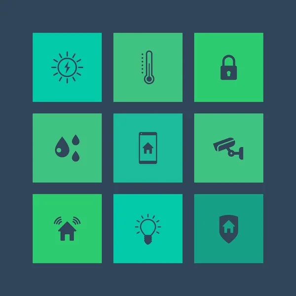 Smart House square flat icons, vector illustration — Stockový vektor