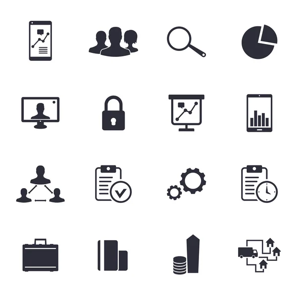 16 icônes d'affaires sur l'illustration vectorielle blanche — Image vectorielle
