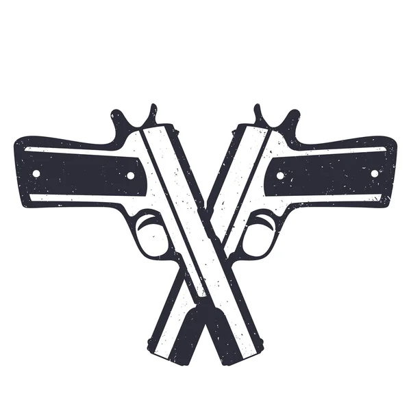 Crossed classic pistols with grunge texture vector illustration — Stock Vector