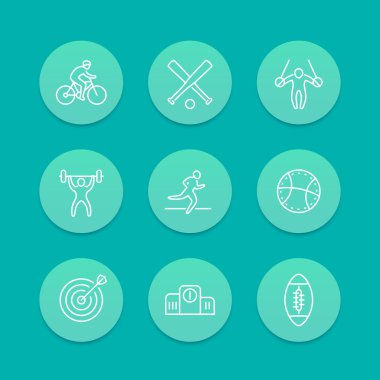 farklı tür bir spor, Akuamarin, vektör çizim satırı simgeleri