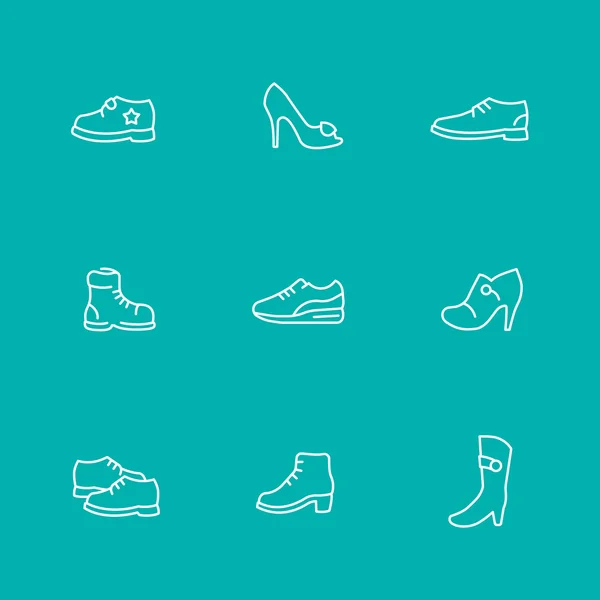 Shoes line icons, heels, women shoes, boots, trainers, isolated set, vector illustration — 스톡 벡터