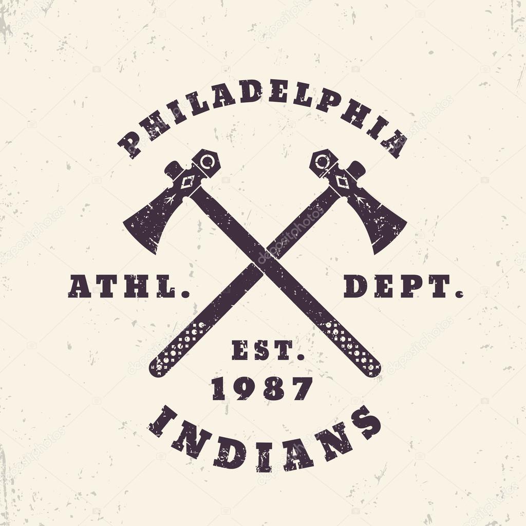 Philadelphia Indians grunge emblem, t-shirt design, print, vector illustration