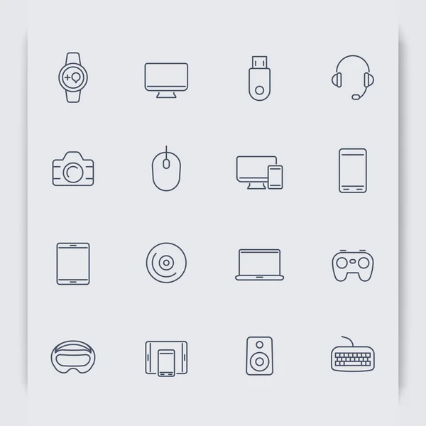 Modern gadgets thin line icons, vector illustration — 스톡 벡터