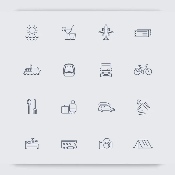 Travel, tourism, trip, recreation, vacation thin line icons, vector illustration — ストックベクタ