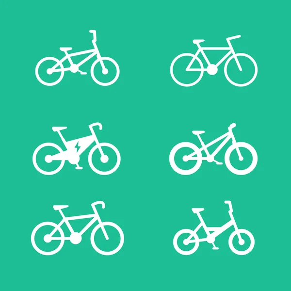 Bicicleta, ciclismo, bicicleta, bicicleta eléctrica, grasa-bici iconos aislados, vector de ilustración — Vector de stock