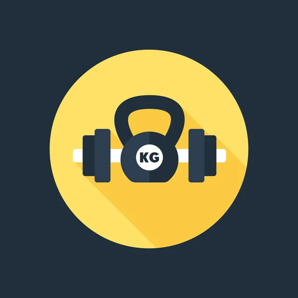 Fitness flat icon, barbell and kettlebell, vector illustration — ストックベクタ