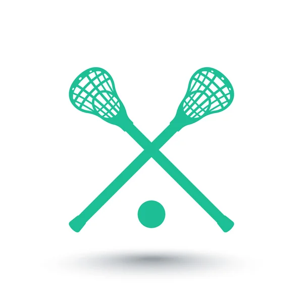 Lacrosse ikon, tecken, korsade kors, lacrosse pinnar och boll, vektor illustration — Stock vektor