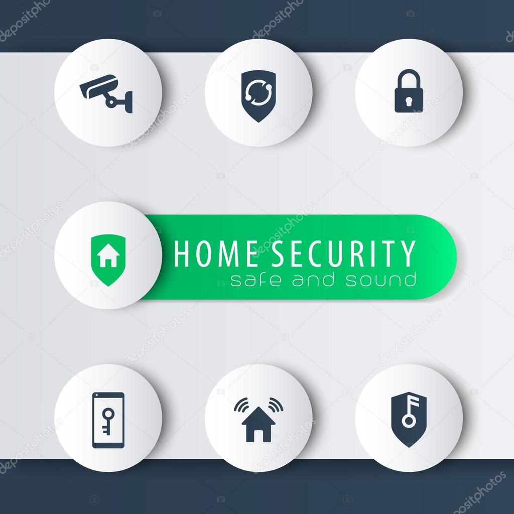 Home security modern round icons with banner, vector illustration, eps10, easy to edit