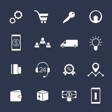 E-ticaret, online alışveriş, ödemeler simgeler, vektör çizim, eps10, düzenlemek kolay