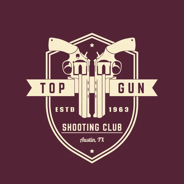 Gun club vintage logo, emblem med revolvrar, illustration vektor, eps10, enkelt att redigera — Stock vektor