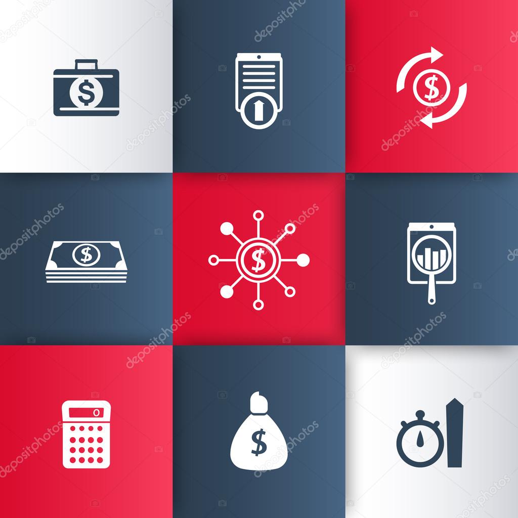 finance, investments, fund icons on geometric background, vector illustration, eps10, easy to edit