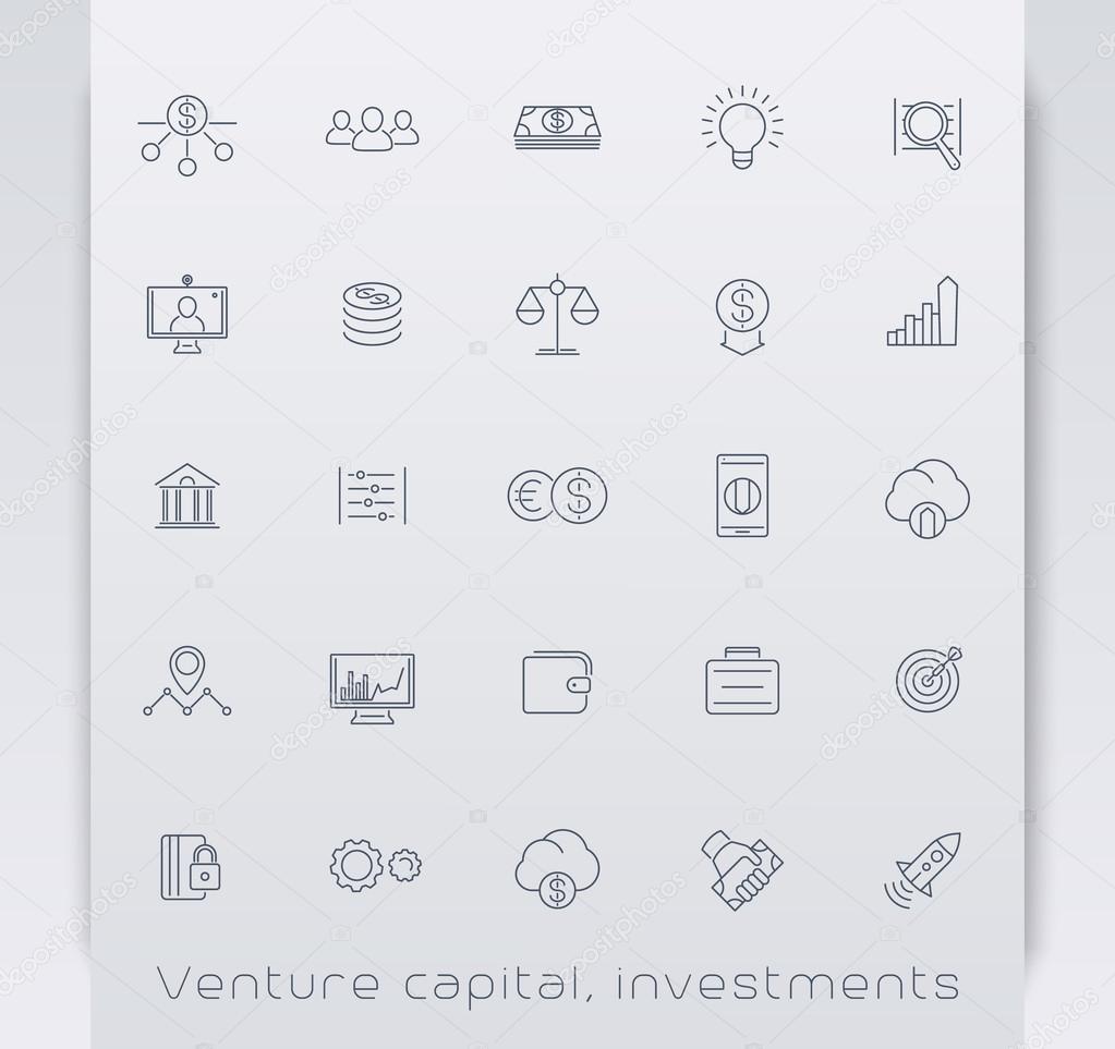 Venture capital, investments, stock exchange, line icons, vector illustration, eps10, easy to edit