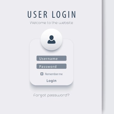 User Login window concept in silver, vector illustration