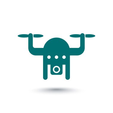 Drone simgesi, kamera, vektör çizim ile quadrocopter