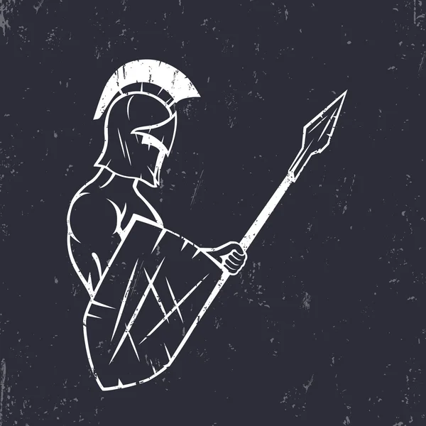 Spartan warrior with spear and shield, vector illustration — 스톡 벡터