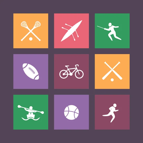 College sport icone di colore quadrato, illustrazione vettoriale — Vettoriale Stock