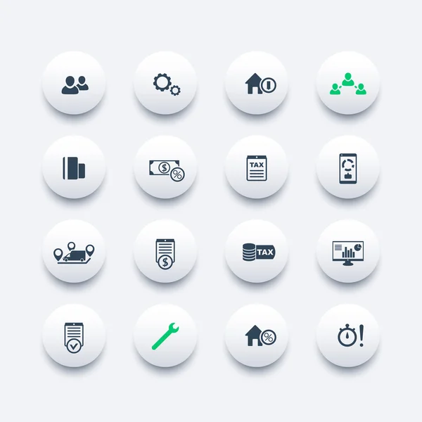 16 finance, costs, tax round modern icons, business analytics, statistics, vector illustration — Διανυσματικό Αρχείο