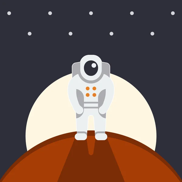 Astronaut on another planet, Mars expedition, space tourism, vector illustration — ストックベクタ