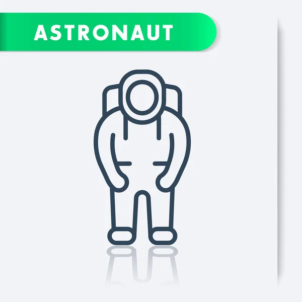 Astronauta, ícone de linha de terno espacial, ilustração vetorial —  Vetores de Stock