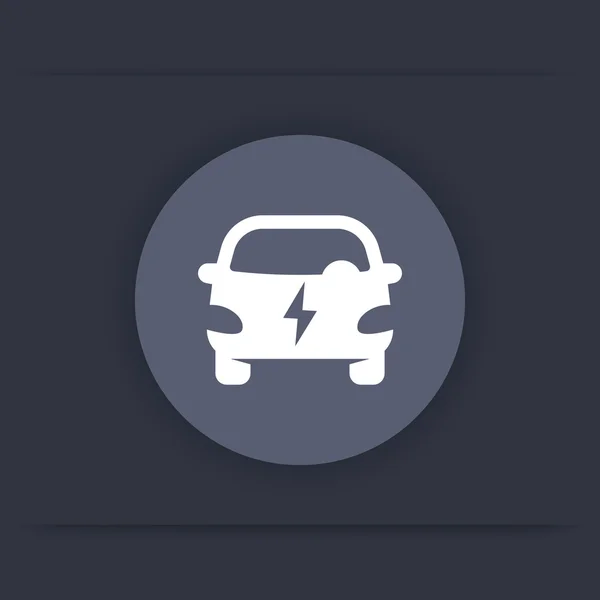 Icona rotonda del veicolo elettrico, EV, icona dell'automobile elettrica, trasporto ecologico, illustrazione vettoriale — Vettoriale Stock