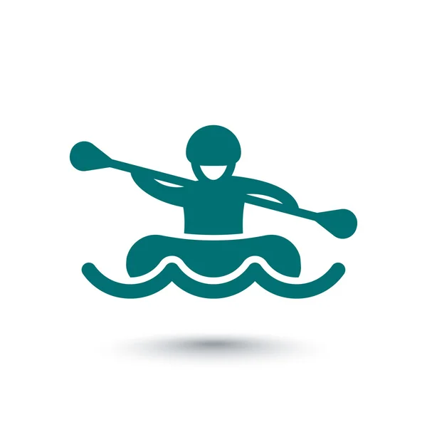 Rafting isolated icon, man in boat, oarer icon, vector illustration — Wektor stockowy