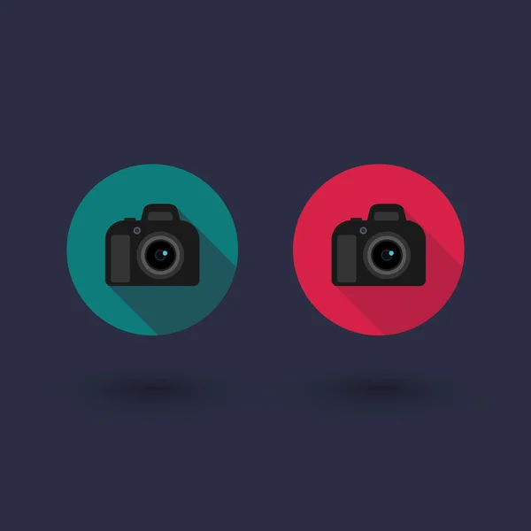 DSLR camera round flat icon, vector illustration — ストックベクタ