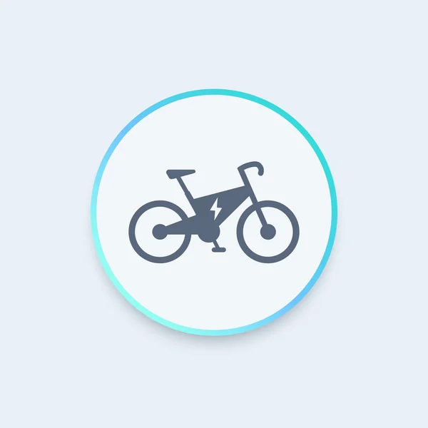 Bicicletta elettrica icona rotonda, moderno trasporto ecologico, illustrazione vettoriale — Vettoriale Stock