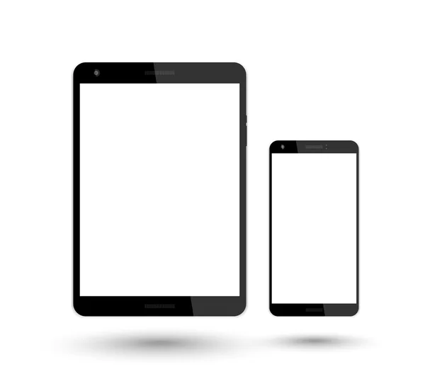 Maquette vectorielle tablette et smartphone sur blanc, illustration vectorielle — Image vectorielle
