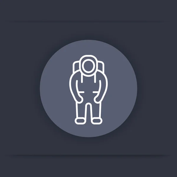 Astronautenzeilen-Symbol, Weltraumanzug-rundes Symbol, Vektorillustration — Stockvektor