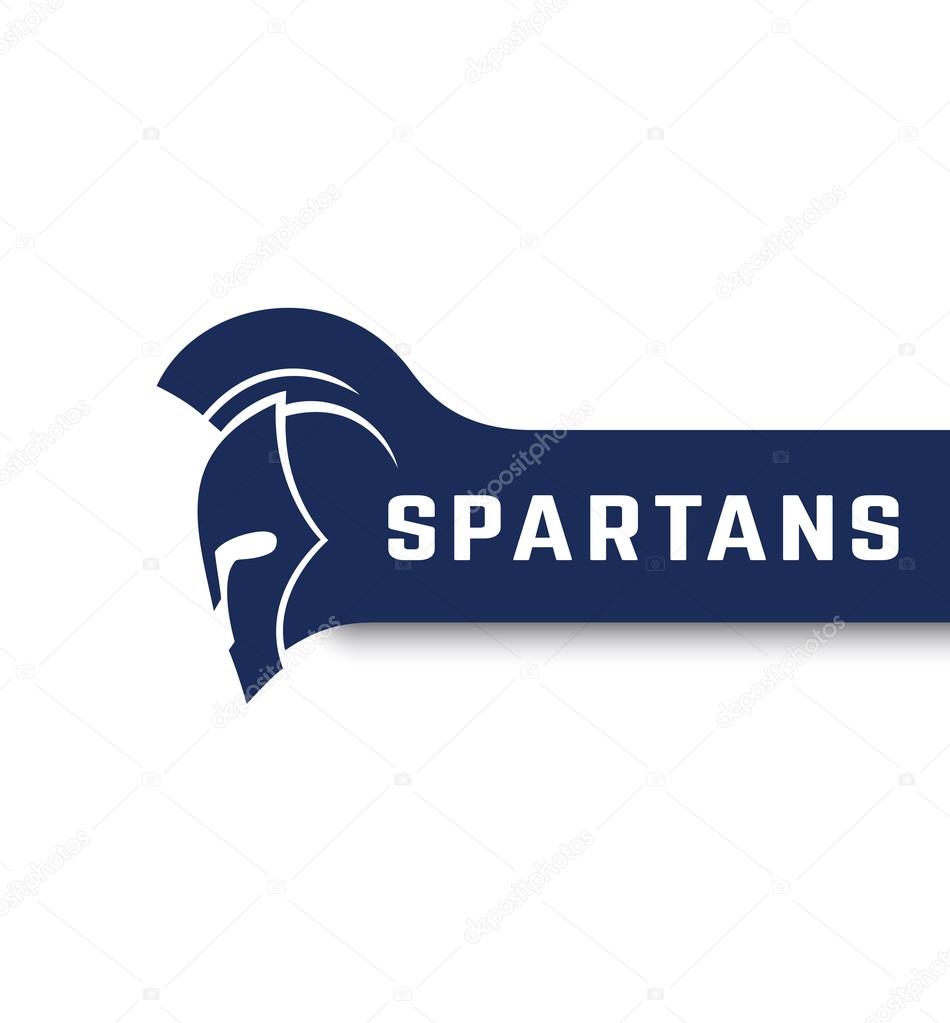 Spartans logo with warrior helmet with mohawk, vector illustration