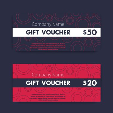 Gift Voucher modern design, dark template, vector illustration