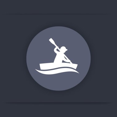 kayak round icon, canoeing, rowing icon, vector illustration