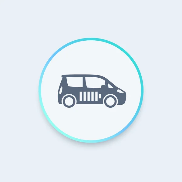 Electric car round icon, EV, car with battery, ecologic transport icon, vector illustration — ストックベクタ