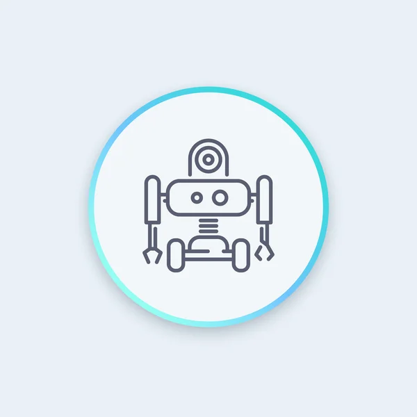 Robotics line icon, robot, mechanical engineering round icon, vector illustration — Stock vektor