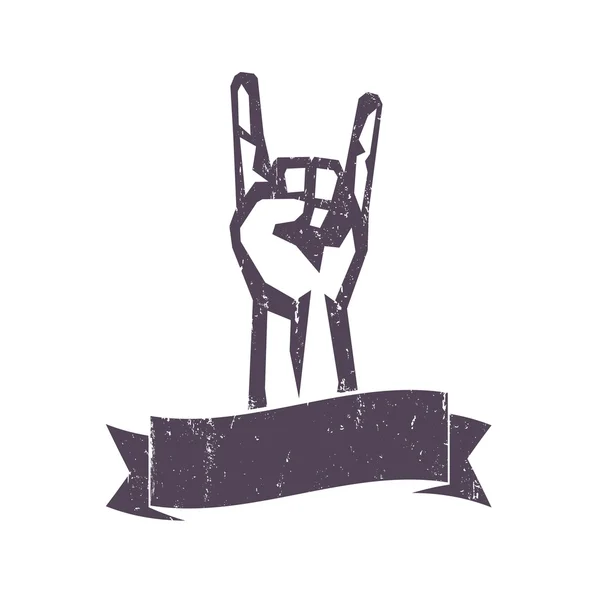 Rock sign, hand-horn, popular rock-concert gesture isolated over white, vector illustration — Διανυσματικό Αρχείο