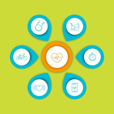 Aspects of cardio training thin line icons, editable infographic template, vector illustration