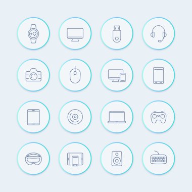 Modern gadgets line icons, trendy devices round stylish icons, vector illustration