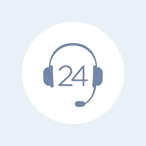 Auriculares, icono de auriculares, llame al soporte técnico, póngase en contacto con nosotros, línea de ayuda, 24 icono de servicio de soporte aislado, ilustración de vectores — Vector de stock