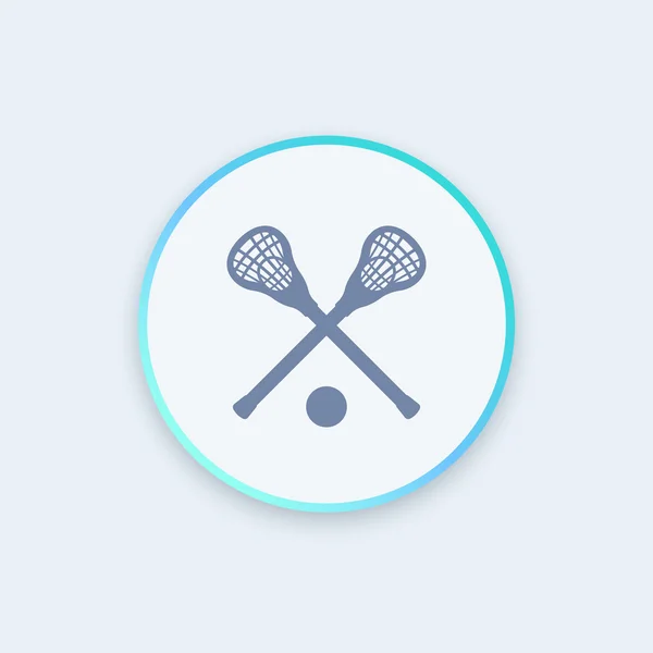 Lacrosse icon, sign, crossed crosses, lacrosse sticks and ball round icon, vector illustration — ストックベクタ