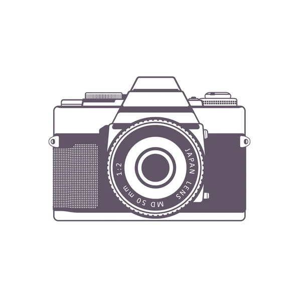 Retro-Kamera, Vintage Slr-Kamera isoliert über Weiß, Vektor-Illustration — Stockvektor