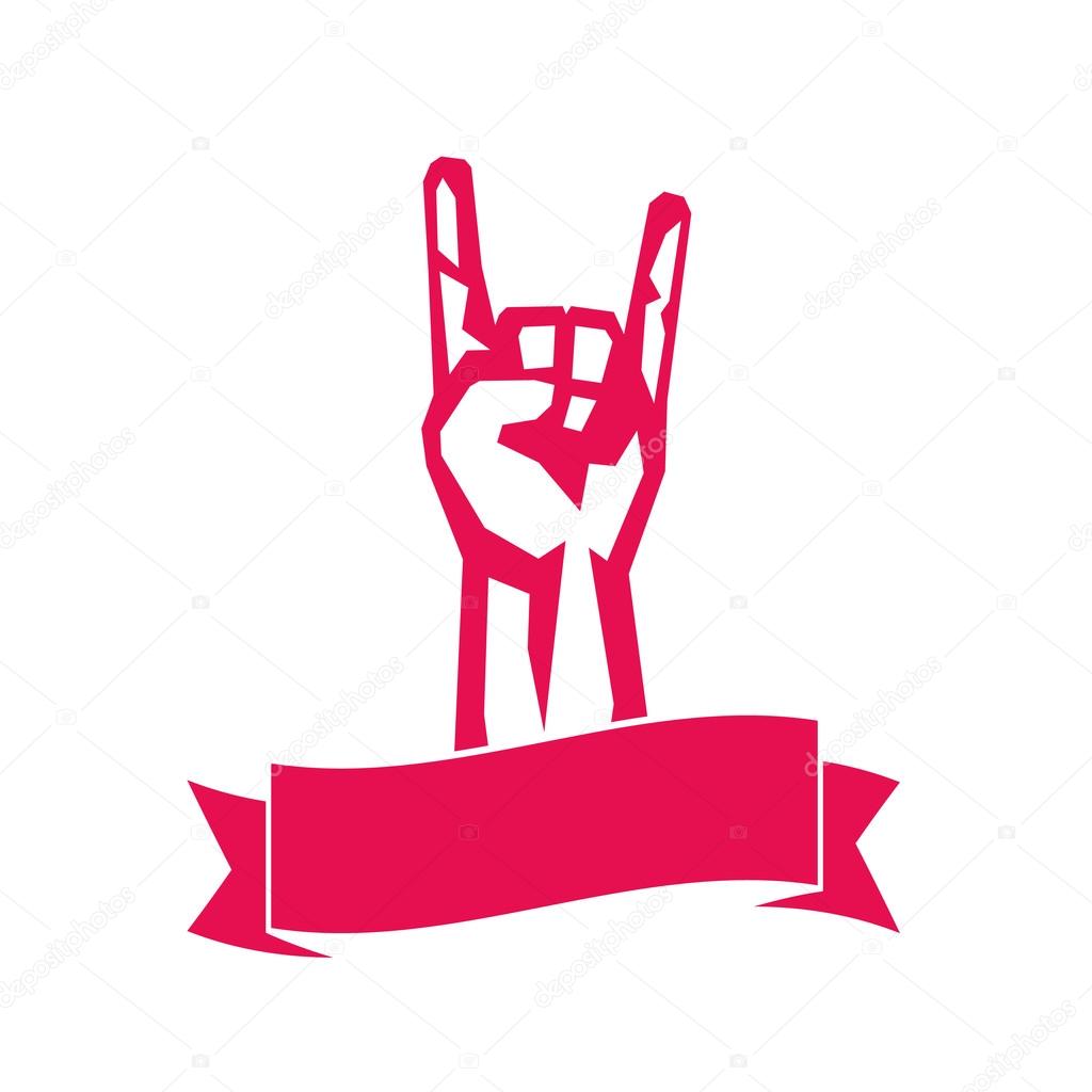 rock sign, hand-horn, rock-concert gesture over white, vector illustration