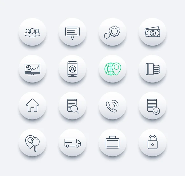 Business, finance, commerce, enterprise line round modern icons, vector illustration — Stok Vektör